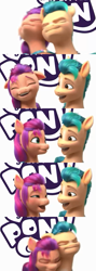 Size: 645x1815 | Tagged: safe, screencap, hitch trailblazer, sunny starscout, earth pony, pony, g5, 3d, female, male, mare, out of context, stallion