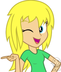 Size: 600x710 | Tagged: safe, artist:amgiwolf, oc, oc only, oc:jenny, equestria girls, g4, bust, clothes, equestria girls-ified, eyelashes, female, one eye closed, open mouth, simple background, smiling, solo, transparent background, wink