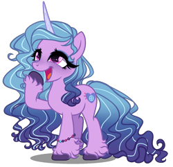 Size: 1350x1300 | Tagged: safe, artist:gihhbloonde, izzy moonbow, pony, unicorn, g4, g5, eyelashes, female, g5 to g4, mare, open mouth, simple background, solo, transparent background, unshorn fetlocks