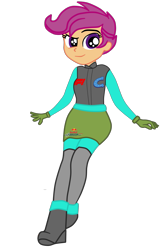 Size: 1463x2199 | Tagged: safe, artist:gmaplay, scootaloo, equestria girls, g4, clothes, energy drink, female, formula 1, grid girl, looking at you, nascar, racing, racing suit, red bull, simple background, solo, transparent background, vector