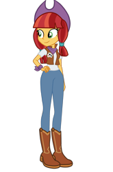 Size: 1548x2340 | Tagged: safe, artist:gmaplay, jade spade, equestria girls, g4, boots, clothes, cowboy boots, cowboy hat, cowgirl, equestria girls-ified, female, hat, pants, shirt, shoes, simple background, solo, stetson, transparent background, vector, vest