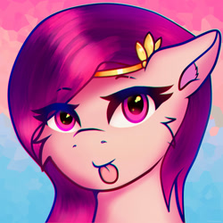 Size: 1280x1280 | Tagged: safe, artist:legionsunite, pipp petals, pegasus, pony, g5, :p, female, mare, red eyes, red-eyed pipp, simple background, solo, tongue out