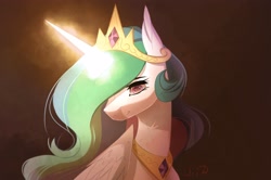 Size: 3084x2048 | Tagged: safe, artist:maybeweed, princess celestia, alicorn, pony, g4, crown, female, glowing horn, high res, horn, jewelry, mare, regalia, solo