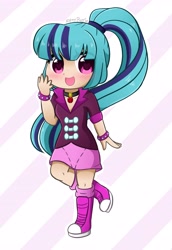 Size: 2823x4096 | Tagged: safe, artist:kittyrosie, sonata dusk, human, equestria girls, g4, blushing, bracelet, clothes, cute, gem, heart eyes, human coloration, humanized, jewelry, necklace, open mouth, shoes, signature, siren gem, solo, sonatabetes, wingding eyes