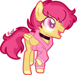 Size: 941x918 | Tagged: safe, artist:kurosawakuro, oc, oc only, pegasus, pony, base used, clothes, hoodie, magical lesbian spawn, male, offspring, parent:apple bloom, parent:scootaloo, parents:scootabloom, simple background, solo, stallion, teenager, transparent background