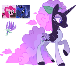 Size: 1280x1109 | Tagged: safe, artist:blizzard-queen, pinkie pie, princess luna, oc, alicorn, pony, g4, female, magical lesbian spawn, mare, offspring, parent:pinkie pie, parent:princess luna, parents:lunapie, simple background, transparent background