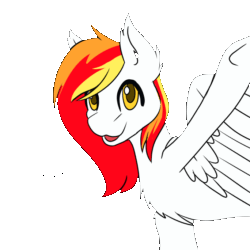 Size: 684x684 | Tagged: safe, artist:noxi1_48, oc, oc:diamond sun, pegasus, pony, animated, commission, female, gif, mare, simple background, solo, text, transparent background, waving, ych result