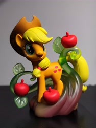 Size: 4344x5792 | Tagged: safe, applejack, pony, g4, apple, food, irl, looking back, photo, popmart, solo, toy