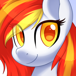 Size: 5000x5000 | Tagged: safe, artist:scarlet-spectrum, oc, oc only, oc:diamond sun, pony, colored pupils, commission, eye clipping through hair, female, icon, looking at you, mare, simple background, smiling