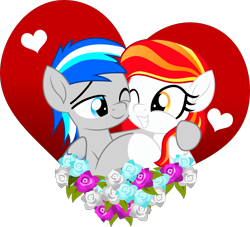 Size: 5000x4545 | Tagged: safe, artist:jhayarr23, oc, oc:diamond sun, oc:hawker hurricane, pegasus, pony, commission, female, heart, hearts and hooves day, love, male, mare, oc x oc, shipping, simple background, stallion, straight, transparent background, ych result