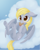 Size: 1221x1544 | Tagged: safe, artist:dusthiel, derpy hooves, pegasus, pony, g4, blushing, cloud, cute, derpabetes, female, floppy ears, food, frog (hoof), lying down, lying on a cloud, mare, mouth hold, muffin, on a cloud, on back, partially open wings, solo, underhoof, wings