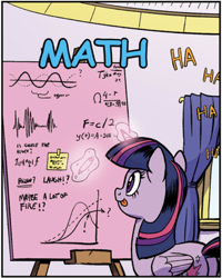Size: 610x762 | Tagged: safe, artist:pencils, twilight sparkle, alicorn, pony, g4, spoiler:comic95, butt, comic sans, cute, graph, laughing, magic, marker, math, mlem, plot, silly, sine wave, solo, telekinesis, this will end in fire, tongue out, twiabetes, twilight sparkle (alicorn), unsound effect, window