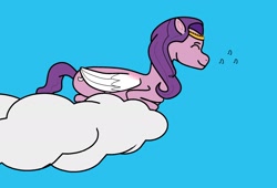 Size: 1970x1341 | Tagged: safe, artist:ksldrdpl, pipp petals, pegasus, pony, g5, cloud, eyes closed, female, happy, mane, music notes, on a cloud, solo, tail, wings