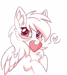 Size: 2676x2972 | Tagged: safe, artist:pesty_skillengton, oc, oc only, oc:pestyskillengton, pegasus, pony, chest fluff, ear fluff, heart, heart eyes, high res, looking at you, mouth hold, smiling, solo, wingding eyes