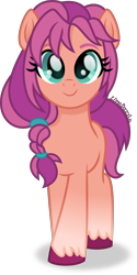 Size: 2003x4000 | Tagged: safe, artist:limedazzle, sunny starscout, earth pony, pony, g5, braid, cute, eyelashes, female, high res, looking at you, mare, simple background, smiling, solo, sunnybetes, text, transparent background, unshorn fetlocks
