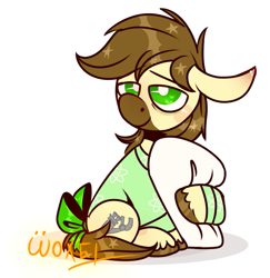 Size: 747x767 | Tagged: safe, artist:~w0xel~, oc, oc only, oc:calpain, earth pony, pony, bow, clothes, cute, floppy ears, male, pillow, sitting, smiling, solo, stallion, tail bow