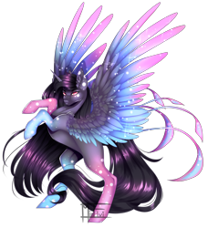Size: 3138x3437 | Tagged: safe, artist:minelvi, oc, oc only, alicorn, pony, alicorn oc, high res, horn, rearing, signature, simple background, solo, starry wings, transparent background, wings
