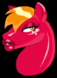 Size: 304x418 | Tagged: safe, artist:casetermk, big macintosh, earth pony, pony, g4, bimbo, bimbo mac, black background, bust, duckface, lips, lipstick, male, pixel art, simple background, solo, stallion