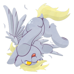 Size: 1600x1600 | Tagged: safe, artist:rhythmpixel, derpy hooves, pegasus, pony, g4, butt, dock, feather, female, mare, plot, simple background, solo, tail, transparent background, upside down