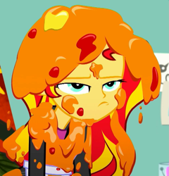 Size: 667x695 | Tagged: safe, screencap, sunset shimmer, eqg summertime shorts, equestria girls, g4, the art of friendship, cropped, grumpy, solo