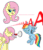 Size: 3211x3723 | Tagged: safe, artist:aaathebap, fluttershy, rainbow dash, pegasus, pony, g4, aaaaaaaaaa, animated, covering, covering ears, duo, duo female, eyes closed, female, floppy ears, funny, gif, high res, looking at you, loud, mare, megaphone, open mouth, screaming, simple background, white background