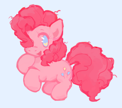 Size: 644x574 | Tagged: safe, artist:fluttershyes, pinkie pie, earth pony, pony, g4, blue background, cute, diapinkes, female, hair over one eye, heart eyes, mare, no pupils, open mouth, simple background, solo, wingding eyes