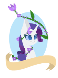 Size: 769x1022 | Tagged: safe, artist:ask-rebellious-cadence, edit, editor:crossovercartoons, rarity, pony, unicorn, g4, banner, circle, cute, flower, frown, glare, sign, simple background, solo, transparent, transparent background, vine