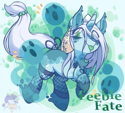 Size: 1582x1430 | Tagged: safe, artist:drawtheuniverse, oc, oc only, oc:feeble fate, ghost, ghost pony, pony, unicorn, chest fluff, female, fishnet stockings, mare
