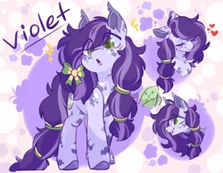 Size: 2254x1749 | Tagged: safe, artist:drawtheuniverse, oc, oc only, oc:violet, earth pony, pony, bow, female, hair bow, mare