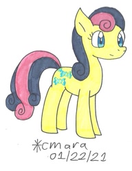 Size: 805x1048 | Tagged: safe, artist:cmara, bon bon, sweetie drops, earth pony, pony, g4, female, mare, simple background, solo, traditional art, white background