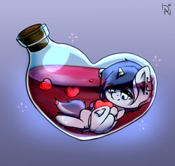 Size: 3440x3256 | Tagged: safe, artist:dark_nidus, oc, oc only, oc:bronyast, pony, unicorn, commission, high res, male, pony in a bottle, solo, ych result