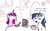 Size: 836x516 | Tagged: safe, artist:jargon scott, part of a set, princess cadance, shining armor, alicorn, pony, unicorn, g4, cereal, coffee, coffee mug, female, food, glowing eyes, heart eyes, implied ponut, male, morning ponies, mug, oblivious, princess of love, ship:shiningcadance, shipping, straight, tired eyes, wingding eyes