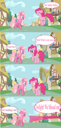 Size: 1687x3555 | Tagged: safe, artist:vector-brony, pinkie pie, pinkie pie (g3), earth pony, pony, g3, g4, too many pinkie pies, comic, female, g3 to g4, generation leap, mare, mistaken identity, ponyville