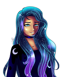 Size: 1920x2413 | Tagged: safe, artist:opal_radiance, princess luna, human, dark skin, female, high res, humanized, simple background, solo, transparent background