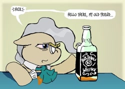 Size: 500x355 | Tagged: safe, artist:owlor, mayor mare, pony, from the desk of mayor mare, g4, drunk, go home you're drunk, jack daniels, solo
