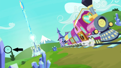 Size: 1000x563 | Tagged: safe, screencap, thorax, changeling, g4, the crystalling, crystal, crystal empire, day, friendship express, op is a slowpoke, train, when you see it
