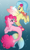 Size: 1152x1914 | Tagged: safe, artist:krypticquartz, pinkie pie, princess skystar, earth pony, pony, seapony (g4), g4, my little pony: the movie, bioluminescent, blue eyes, bubble, chest fluff, crepuscular rays, dorsal fin, female, fin, fin wings, fins, fish tail, flower, flower in hair, flowing mane, flowing tail, freckles, jewelry, looking at each other, necklace, ocean, open mouth, open smile, pearl necklace, scales, seaponified, seapony pinkie pie, seashell, seashell necklace, smiling, species swap, speedpaint, sunlight, swimming, tail, underwater, water, watermark, wings