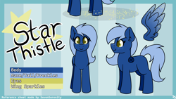Size: 3840x2160 | Tagged: safe, artist:sevenserenity, oc, oc only, oc:star thistle, pegasus, pony, commission, freckles, high res, reference sheet, solo, stars