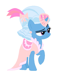 Size: 408x476 | Tagged: safe, artist:glittertiara, artist:selenaede, trixie, pony, unicorn, g4, alternate hairstyle, base used, clothes, dress, ear piercing, earring, jewelry, mare antoinette, piercing, pink dress, raised hoof, solo