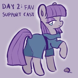 Size: 2048x2048 | Tagged: safe, artist:alexbeeza, boulder (g4), maud pie, earth pony, pony, g4, boulder buns, butt, cute, februpony, female, high res, mare, maudabetes, plot, purple background, simple background, solo