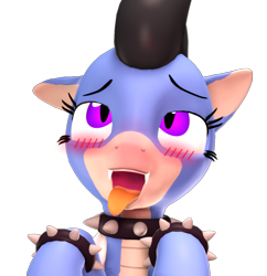 Size: 1981x2044 | Tagged: artist needed, safe, alternate version, oc, oc only, oc:astre de noire, hybrid, koopa, original species, pony, ahegao, blushing, fangs, female, koopa pony, open mouth, simple background, solo, spikes, tongue out, transparent background