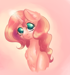 Size: 2963x3155 | Tagged: safe, artist:coco-drillo, sunset shimmer, pony, unicorn, g4, bust, cheek fluff, chest fluff, ear fluff, high res, looking at you, magic, magic aura, simple background, solo