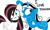 Size: 609x360 | Tagged: safe, artist:emalajiss36, oc, oc only, oc:emala jiss, oc:miss smile, alicorn, pegasus, pony, alicorn oc, choker, derp, ear piercing, eyelashes, female, frown, heterochromia, hoof hold, horn, lesbian, mare, oc x oc, open mouth, pegasus oc, piercing, shipping, simple background, spiked choker, white background, wings