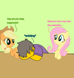 Size: 731x768 | Tagged: safe, artist:haileykitty69, applejack, fluttershy, g4, bad day, crossover, crying, male, seymour skinner, the simpsons