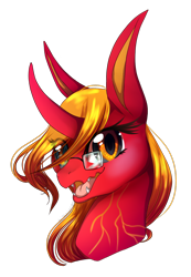 Size: 790x1144 | Tagged: safe, artist:alissa1010, oc, oc only, oc:ero-bee, pony, unicorn, bust, curved horn, eyelashes, female, horn, mare, open mouth, simple background, solo, transparent background, unicorn oc