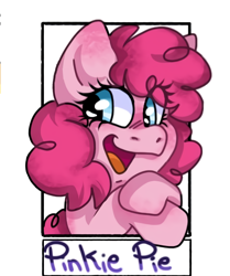 Size: 734x876 | Tagged: safe, alternate version, artist:_julianaf06_, pinkie pie, earth pony, pony, g4, bust, eye clipping through hair, eyelashes, female, mare, open mouth, smiling, solo