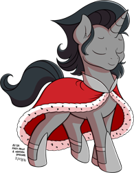 Size: 1377x1762 | Tagged: safe, artist:wownamesarehard, derpibooru exclusive, idw, king sombra, pony, unicorn, g4, siege of the crystal empire, cape, clothes, male, missing accessory, reformed sombra, simple background, solo, stallion, transparent background