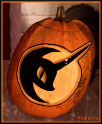 Size: 687x834 | Tagged: safe, artist:swandog, nightmare moon, g4, halloween, holiday, irl, jack-o-lantern, photo, pumpkin