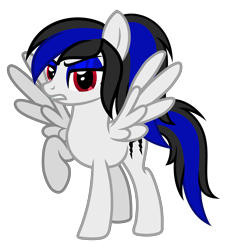 Size: 4422x4884 | Tagged: safe, artist:severity-gray, oc, oc only, oc:labys, pegasus, pony, cutie mark, female, makeup, mare, ponytail, simple background, solo, standing, transparent background, wings