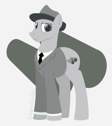 Size: 800x900 | Tagged: safe, artist:enigmadoodles, idw, observer (g4), earth pony, pony, g4, clothes, hat, male, monochrome, solo, stallion, suit